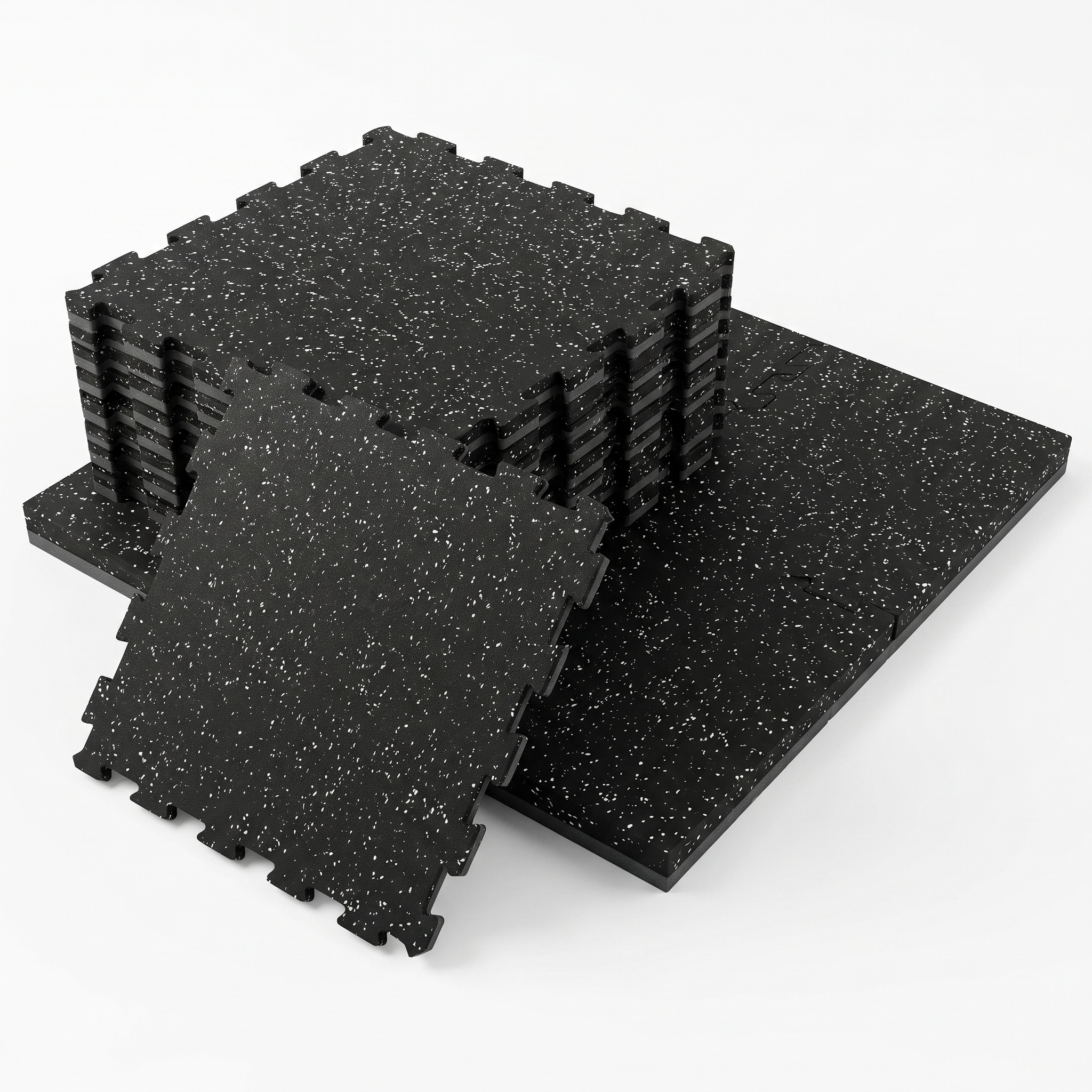 White Speckle Interlocking Gym Tiles White Speckle interlocking gym tiles